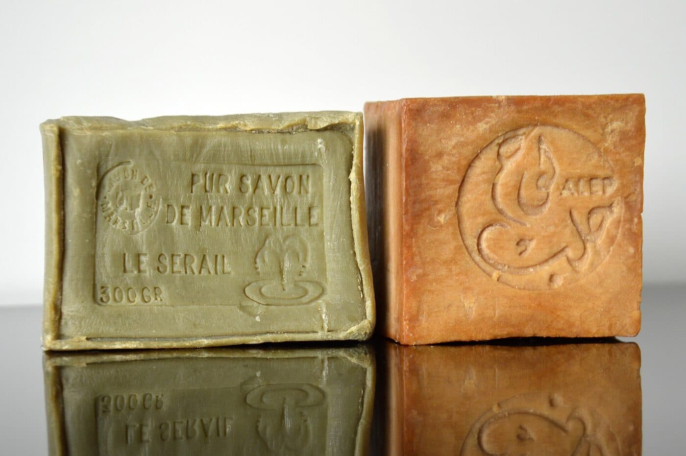 Bars of Marseille and Aleppo soap